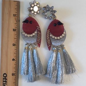 Mercedes Salazar Pink/Silver Bird Earrings